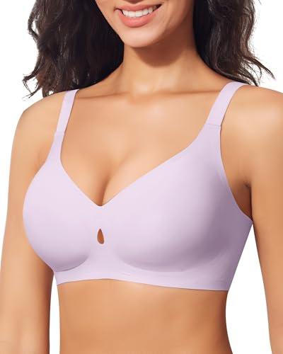 Ganado Reggiseno Senza Ferretto Reggiseno Donna Senza Cuciture Push Up Scollo a V Comodo Imbottito, XL, Viola