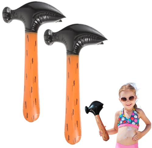 BCHKO 2 PCS Inflatable Hammer, Children's Birthday Party Decoration, Pool Bathtub Toy, Claw Hammer, Party Game for Adults, Theme Parties Cosplay Costume and Children (Brown)
