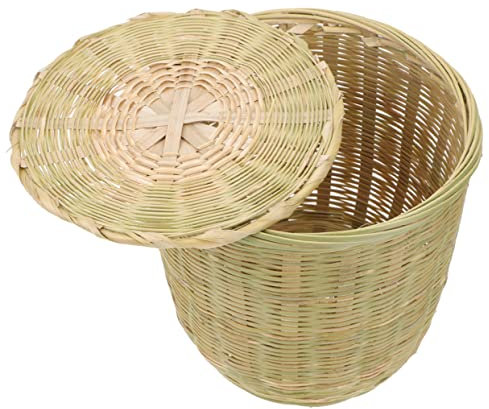 Ciieeo Panier et Déchets pour Légumes en Bambou Tissé avec Couvercle pour Rangement Polyvalent, Résistant à L'usure et Anti-poussière à Usage Familial