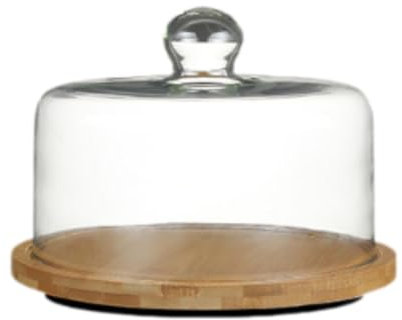 Generic Alzata per Torta con Coperchio in Vetro, Piatto Da Portata per Dessert, Tagliere, Porta Cupcake per Feste, Vacanze, Cucina, Hotel, 18x22cm
