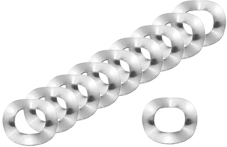 sourcing map Arandela de resorte ondulado, 50 piezas de 0.3 x 0.15 x 0.000 pulgadas (ODxIDxT) – Arandela curvada de acero inoxidable 304 para tornillo y juntas onduladas para maquinaria (plata)