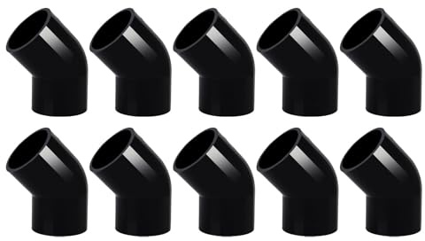 10-Pack 20mm Black PVC Pipe Fittings, 45-Degree Elbow Joints, Glue Joint, Water Supply Adapter, Pitycbo Home Plumbing Fittings Coupling for Home & Construction