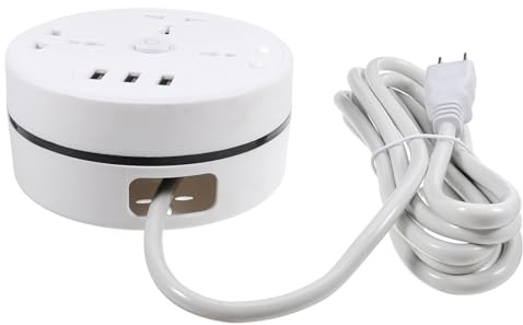 UKCOCO Portable Power Strip with Ac Outlets and USB Ports Cable Extension Socket Safe Electrical Protection Space Saving Vertical Design for Home Office Travel Use