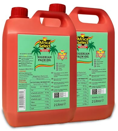 Africa Select Papa's Choice No Added Colour Nigerian Palm Oil 4 Litres | Pure & Authentic West African Cooking Oil
