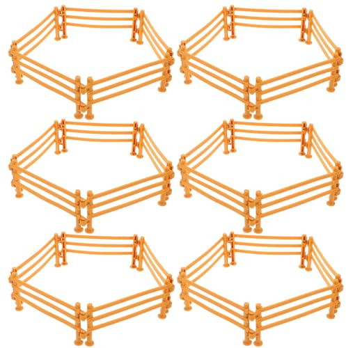 TOBBOMEY Lot de 100 Mini-clôtures en Plastique 9 Cm Jaunes, Accessoires pour Animaux De Ferme, Décoration Réaliste De Jardin, Jouets Éducatifs pour Garçon Et Filles, Jeu Créatif Et Scènes De Zoo