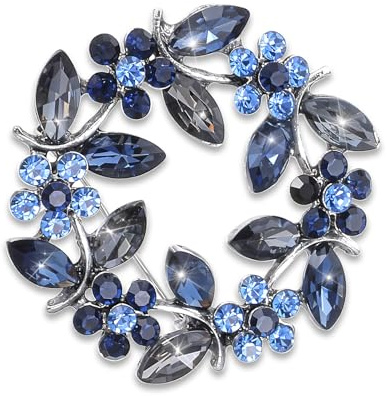 Guduling Blue Brooches for Women uk,Flower Brooches for Women,Blue Wreath Brooch Pin,Crystal Pearl Flower Brooche Pins,Rhinestone Brooch Pins for Weddings, Parties & Mother’s Day Gifts