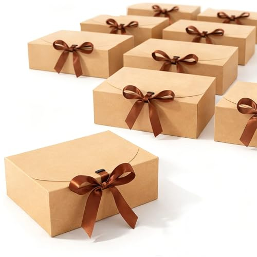 12 Stück Geschenkbox mit Deckel, Kleine Geschenkbox Set Braun