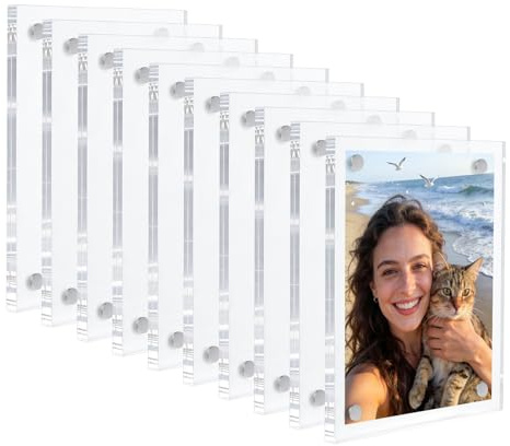PAYFULLY 10 Paare Acryl Magnet Bilderrahmen für Instax Mini Fotos, 9x6cm Transparent Magnetische Bilderrahmen, Magnetrahmen für Fotos Postkarten