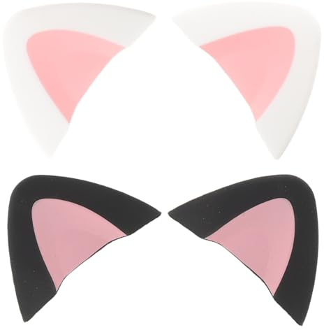TOMETURE 2 Pairs Silicone Cat Ears Attachments over Ear Headphone Headset Accessories Versatile Detachable Playful Stylish 2.20x1.57x0.98in Assorted Colour for Gaming