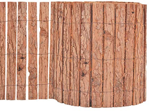 Yisssmeng Rouleau de clôture de jardin en écorce flexible - 1000 x 30 cm - Clôture en bois naturel - Pour lit de fleurs, allée et barrière pour chien, facile à installer - Pour patio, pelouse et cour