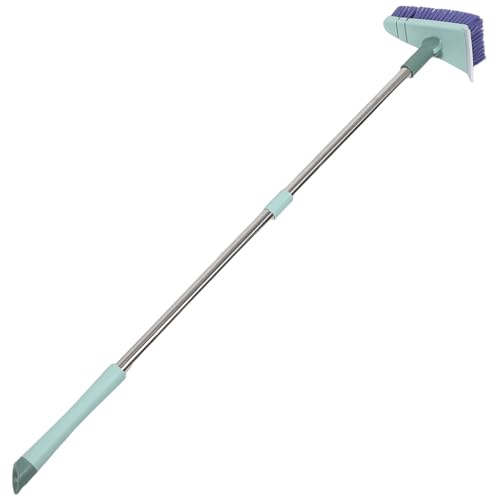 Ipetboom Cepillo de Fregado Largo para Limpieza de Suelos con Mango Largo, Escobilla Integrada, Cerdas Duras Triangulares en Color Verde para Baño, Cocina y Limpieza de Juntas de Azulejos