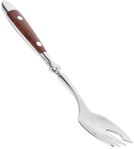 WOFASHPURET Tenedor de Ensalada Mango de Madera de Acero Inoxidable 430 Elegante Resistente y Duradero para Reuniones Familiares y Festivales