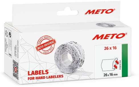 Meto Preisauszeichner Etiketten (26x16 mm, 2-zeilig, 6.000 Stück, weiß, permanent, Preisetiketten für Meto, Contact, Sato, Avery, Tovel, Samark etc.)