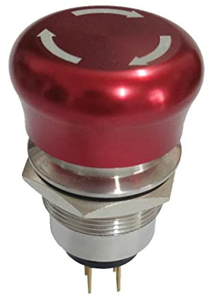 perfk Bouton-poussoir d'Arrêt d'Urgence - 19mm Bouton-poussoir d'Arrêt d'Urgence à Champignons, 2no 2nc