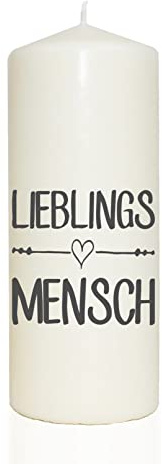 WB wohn trends Spruchkerze, Lieblingsmensch, grau, 20cm, 765g d8cm, Kerze mit Spruch, Brenndauer ca 70 Std