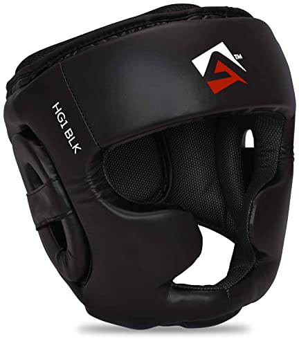 AQF Kopfschutz Boxen, Boxing Gesichtsschutz, MMA Kickboxen Kampfsport Helm, Muay Thai Schutzhelm, Box Training Headgear Schoner, Boxhelm Für Taekwondo, Sparring Karate, Schwarz Head Guard (S)