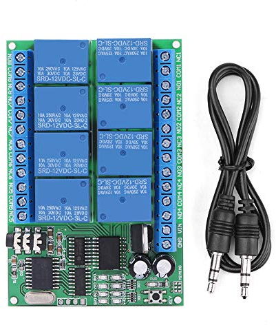 DC 12V 8CH DTMF Relais Telefon Voice Decoder Fernbedienungsschalter Modul mit 3,5 mm Audiokabel, 3,7 × 2,44 × 0,7 Zoll
