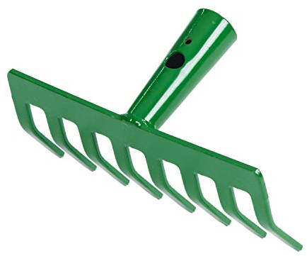 Land-Haus-Shop Garten Gerät Harke Rasen Boden Erde Rechen 8 Zinken Stahl grün Gartenrechen 19,5 cm