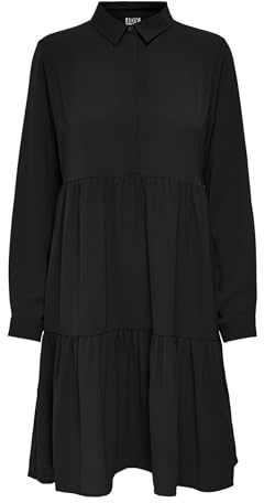 Jacqueline de Yong Vestido de Blusa para Mujer, Color Liso, Negro, 44