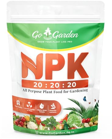 Go Garden NPK 20 20 20 Water Soluble Fertilizer for Plants Growth, Fertilizer for Home Plants 100% Water Soluble 900 G