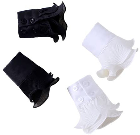 通用 4 Paar Mädchen Damen Armstulpen Pulswärmer mit Knöpfen und doppelter Spitze Dekorative Abnehmbare Ärmel Stulpen Handgelenk Pullover Bekleidungszubehör
