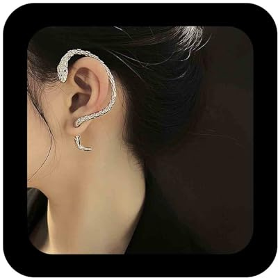 Allereya Vintage Schlange Ohrmanschette Wrap Ohrringe Silber - Punk Ohr Clip Crawler Schmuck Für Frauen Und Mädchen