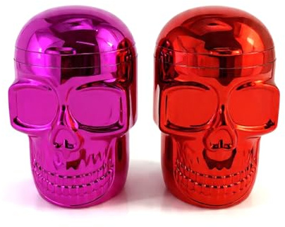 Budawi® Auto Aschenbecher Skull mit Deckel & LED Beleuchtung – passt in Getränkehalter | Aschenbecher Totenkopf pink oder rot