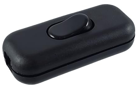 Zwischenschalter Schwarz, 3-polig (2) Gehäuse und Kontakten mit schrauben, 6 A, 250 V~, Schnur-Zwischenschalter mit Wippe EIN/AUS Passt für LED