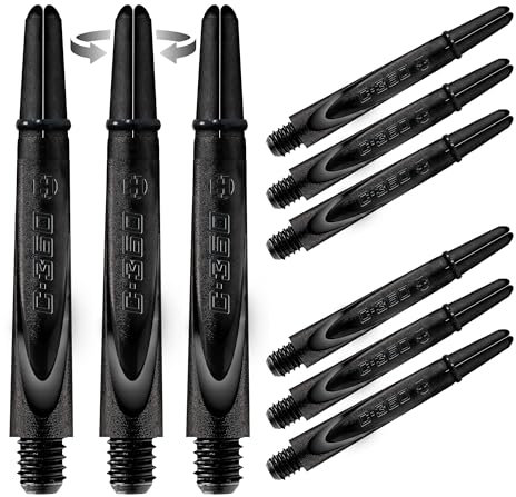 Harrows Darts 3 x Sets of Carbon 360 Dart Stems - 9 Dart Shafts in Total - Medium, Midi & Short (Schwarz, Mittel)