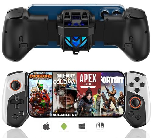 Koiiko Phone Controller for iPhone/Android/PC/Switch Support, Mobile Gaming Controller with Cooler for iPhone 16/15/14, Galaxy S24/S23/S22 - Customizable Buttons, Turbo