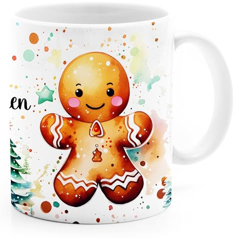 MoonWorks® Tasse Weihnachten Wintertasse Weihnachtstasse XMAS Schneemann Wichtel Aquarell Weiss standard