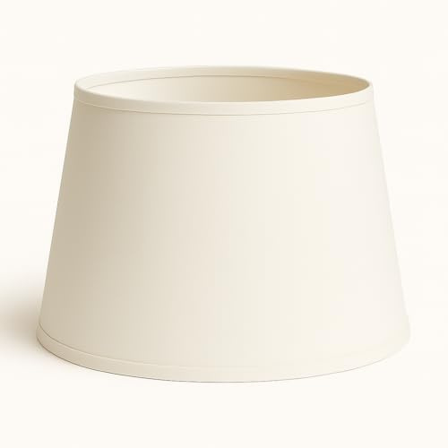 35 cm Pantalla, Tela de Algodón, respaldo de PVC Blanco, Producto Hecho a Mano, para Lámpara de Mesa, Lámpara de Pie (Blanco)