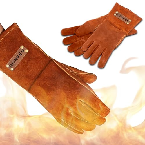 BonFeu BonGloves - Hitzebeständige Handschuhe - BBQ Handschuhe - bis zu 500 Grad hitzebeständig - Outdoor-Kochhandschuhe - Ofenhandschuhe