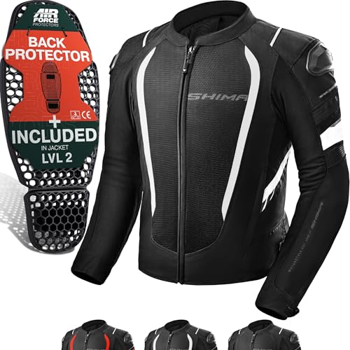 SHIMA MeshPro 2.0 Motorcycle Jacket for Men AirForce Back Protector Armour Riding Motorbike Jackets Summer Mesh Bikers Ventilated Lightweight Armoured Bike Textile Motorcycles (Mens, White, M)