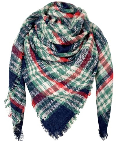 DELEY Retro Damen Tartan Sciarpa Scialle Schal Plaid Wrap Wickelschal | Weich, Warm, Kariert, Unisex, Mode, Schals, Decke, Plaid, Überwurf