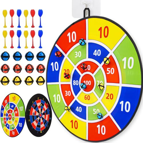 BATURU 73 cm dartscheibe Kinder mit 12 Klettbällen & 12 Soft-Darts – Sicheres Indoor & Outdoor Spielzeug für Jungen und Mädchen, Dartboard mit 2 Haken, Perfektes Familien- & Partygeschenk
