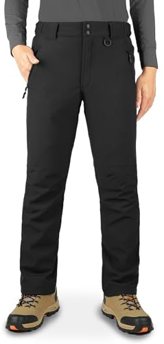 33,000ft Men's Waterproof Trousers Warm Fleece Lined Ski Snow Pants Thermal Softshell Trousers for Golf Hiking Walking Black 32W/28L