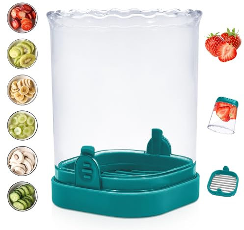 Fruit Slicer Cup: Strawberry Slicer, Strawberries Cutter Cup, Speed Cutter for Banana Grape Egg Kitchen Portable Slicing Tool(Dark Blue)