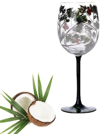 Copas de vino pintadas a mano – Cristalería de árbol de las cuatro estaciones, cristalería con motivos de temporada, copas de vino con diseños de temporada | Copas de vino pintadas a mano, cristalería