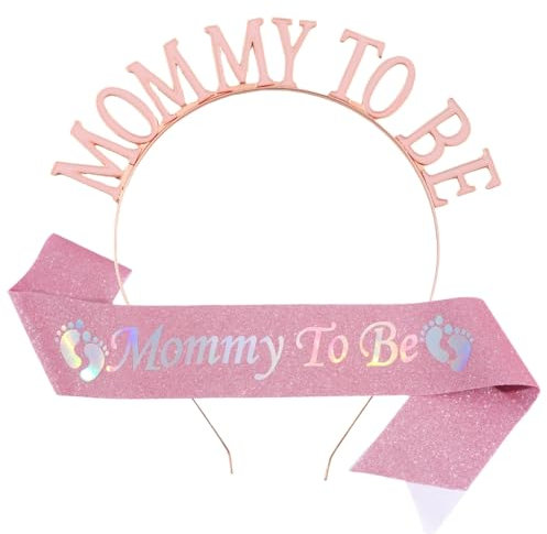 Juego de coronas y bandas de maternidad festivas para anuncios de bebé y celebraciones, decoración de fiesta para mujeres embarazadas