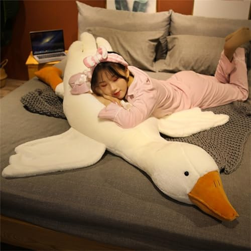 Weißes Gänse Plüschtier，Riesige Gans Plüschtiere Große Ente Puppe Weiches Kuscheltier Schlafkissen Kissen für Kinder und MädchenPlüsch Gans Kissen Puppe Geschenk für Fans Kinder (50 cm,Weiß)