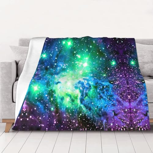 CHANGLEI Green Blue Purple Galaxy Weighted Blanket Throw Flannel Blanket,Personalised Print Soft Warm Cozy Versatile Blanket For Bed Sofa