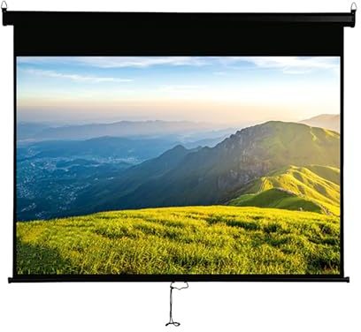 Manual Pull Down Projector Screen 60/72/84/100inch, Roll-Down Retractable Projector Screen, 4:3 HD 4K Movie Screen with Auto Locking for Home Theater, Indoor Outdoor(60 inch 4:3)