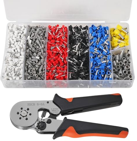 2000PCS Insulated Wire Ends Terminals Connectors Ferrule Crimping Tool Kit, AWG23-10 0.25-6mm² Self-Adjustable Ratchet Wire Crimping Tool Kit Crimper Plier Set for Electrical Wire Connectors