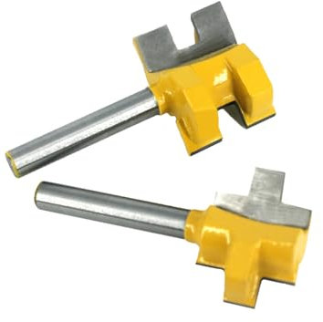 2 STÜCKE 1/4 6,35 MM Schaftfräser Holzschnitzerei T-Nut Vierkantzahn Zapfenfräser Schnitzmesser Holzfräser