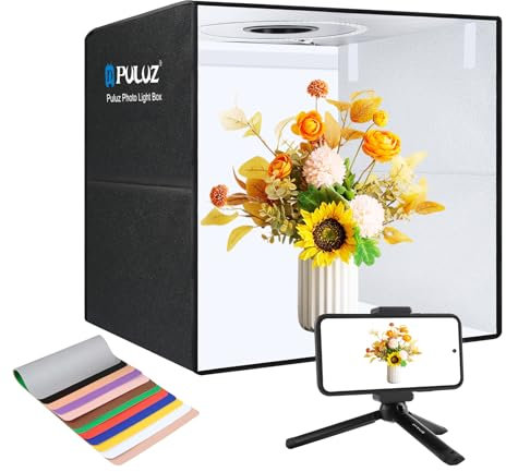 PULUZ Boîte Lumineuse 50x50x50 cm, Tente de Studio Photo Portable avec 6 Fonds pour la Photographie de Produits, E-Commerce et Projets Créatifs