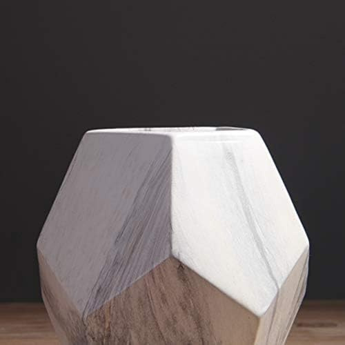 Lywins Geometrische Keramik Vase, Blumenvase Vasen für Blumen, Nordischer Marmor Keramik Vasen,Modern Kleine Vase für Home Wohnzimmer Esstisch Bauernhaus Büro Dekor (Weiße) (M (7 * 13 * 13 CM))