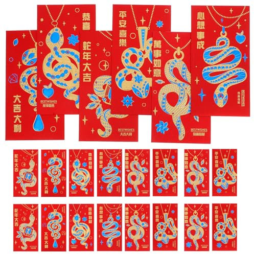 DIYEAH 30stücke Rot Umschläge Für Chinesische Neujahr Glücksbringer Für Jahr Schlange Hochzeitsgeschenke Und Frühlingsfest Mit Einzigartigen Cartoon-motiven Aus Reißfestem