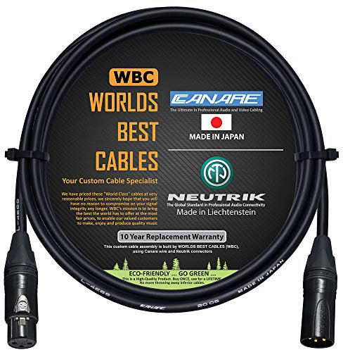 WORLDS BEST CABLES 1 Meter - Canare L-4E6S - Star Quad Microphone Cable with Neutrik Gold XLR-Male to XLR-Female Connectors