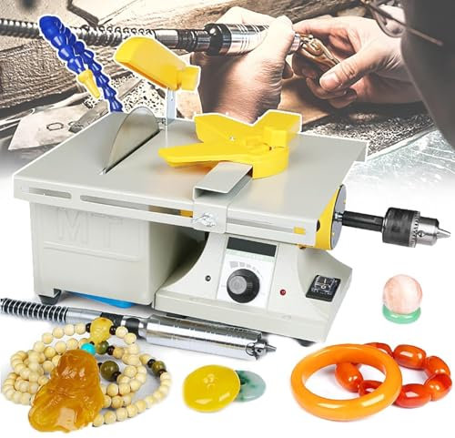 HmLotd Gemstone Rock Polishing Buffer Machine, Gem Polishing Grinder, 850w Power Dustproof Power Switch Speed Regulating Switch for Home Jewelry Making Hobbies
